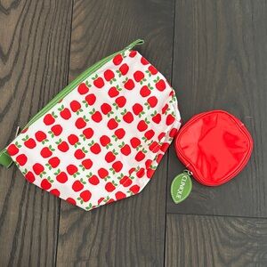 Clinique Apple Pattern Pouch Set - Red and Green